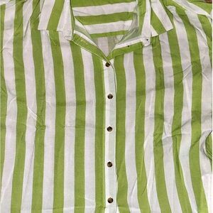 Green and White Striped womens Shirt